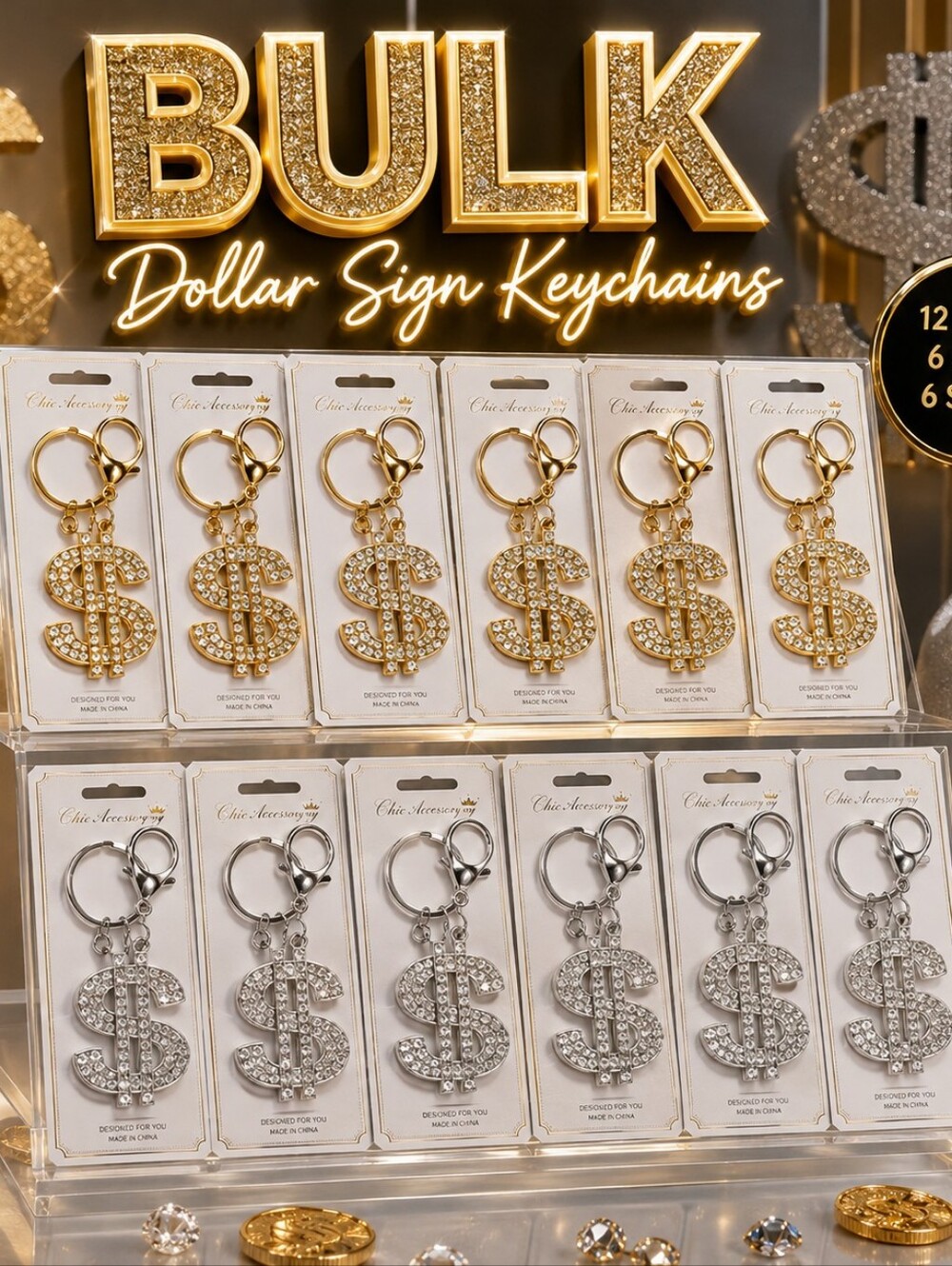 BULK Dollar Sign Keychain
